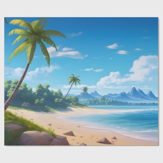 Tropical Ocean Island Sandy Beach Shore Cadeaupapier (Vlak)