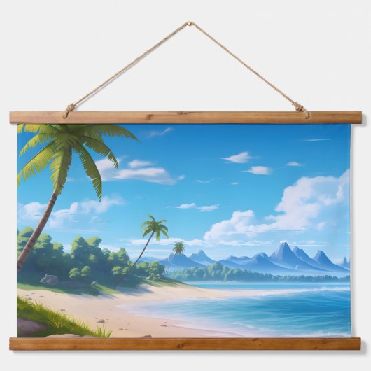 Tropical Ocean Island Sandy Beach Shore Hangend Wandkleed (Voorkant)