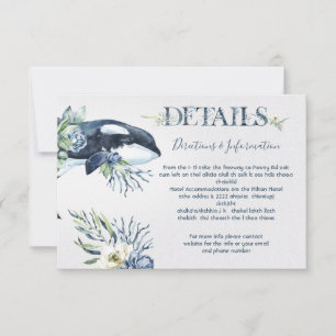 Tropical Ocean Whale Mariage Détails carte d'infor