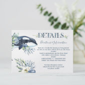 Tropical Ocean Whale Wedding Details info kaart (Staand voorkant)