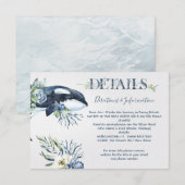 Tropical Ocean Whale Wedding Details info kaart (Voorkant / Achterkant)