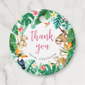 Tropical Oerwoud Animals Kids Verjaardag Dank u Bedankjes Labels (Voorkant)