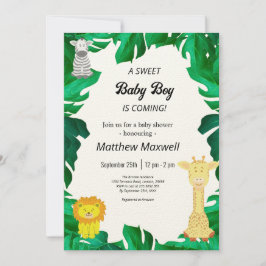 Tropical Oerwoud Safari Boy Baby shower Inv Kaart