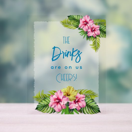 Tropical Open Bar Acrylic Sign (Neutre)