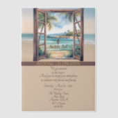 Tropical Open Window Ocean Beach Vellum Uitnodigingen (Voorkant)