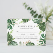 Tropical Or | Carte de réponse RSVP avec choix de (Debout devant)