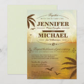 Tropical Orange Pittoresque Beach Invitations de m (Devant / Derrière)