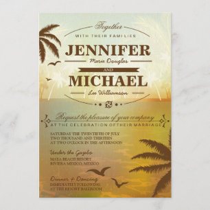 Tropical Orange Pittoresque Beach Invitations de m