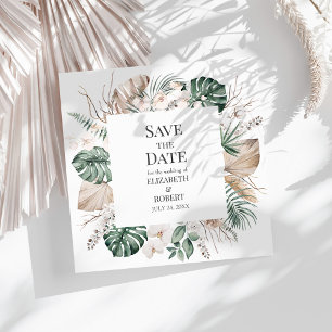 Tropical Orchid and Monstera Save the Date Kaart