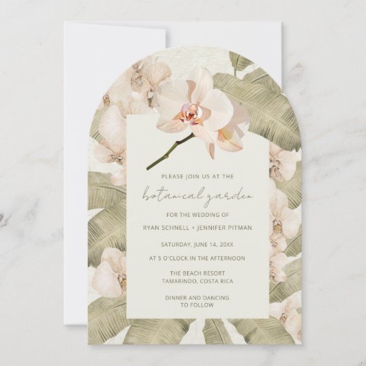 Tropical Orchid Botanical Garden Wedding  Kaart (Voorkant)