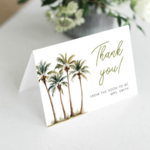 Tropical Palm And Beach Bridal Show Thank You Card Kaart