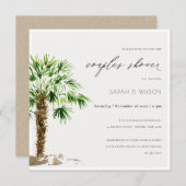Tropical Palm Aquarelle Couples Invitation douche (Devant / Derrière)