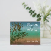 Tropical Palm Branch Beach Wedding Invitation (Debout devant)
