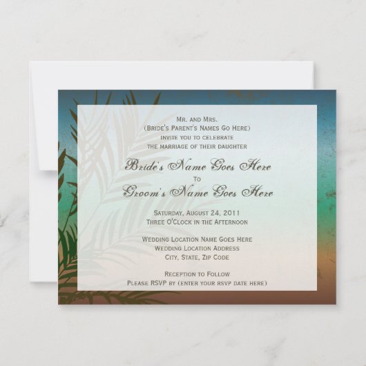 Tropical Palm Branch Beach Wedding Invitation (Dos)