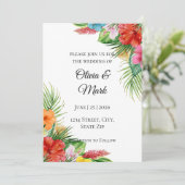 Tropical Palm Feuille Faire-part de mariage | Été (Debout devant)