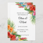 Tropical Palm Feuille Faire-part de mariage | Été (Devant / Derrière)