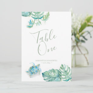 Tropical Palm Feuille Mariage Numéro de table
