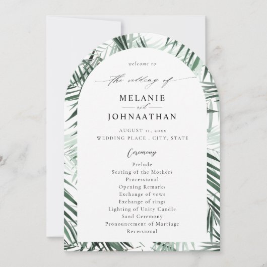 Tropical Palm Feuille programme de mariage Arc (Devant)