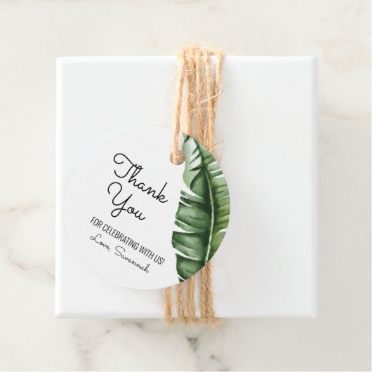 Tropical Palm Leaf Bedankt Party Bedankjes Labels (In situ)