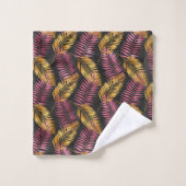 Tropical Palm Leaf Fronds Motif Black Pink Gold (Gant de toilette)