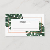 Tropical Palm Leaf Monstera Place Card Visitekaartje (Achterkant)
