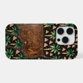  Tropical Palm & Leather Wallet Pattern iPhone 15  (Verso Horizontal)