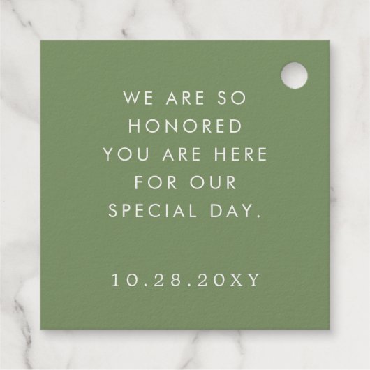 Tropical Palm Leaves Island Bruiloft ECHTE FOLIE Bedankjes Labels (Achterkant)