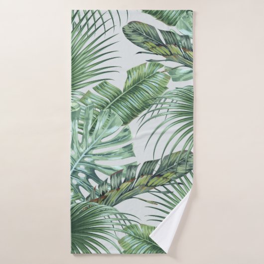 Tropical palm leaves, monstera, banana leaf, jeune (Serviette de bain)