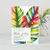 Tropical Palm Leaves Retirement Party Invitation (Debout devant)
