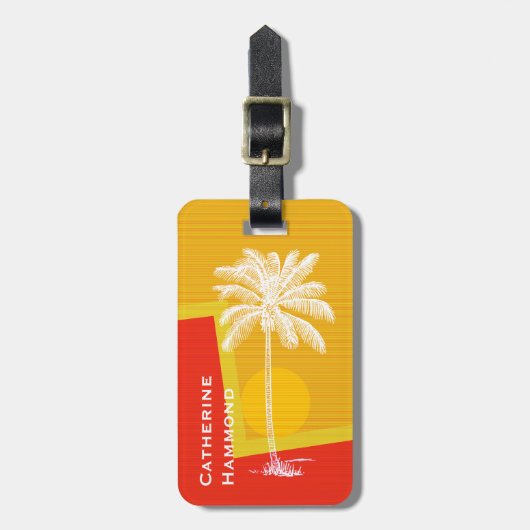Tropical Palm Sunrise Custom Bagagelabel (Voorkant verticaal)