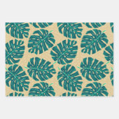 Tropical Palm Teal Beige Inpakpapier Vel (Voorkant 3)
