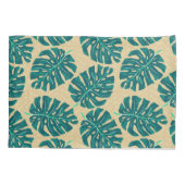 Tropical Palm Teal Beige Kussensloop (Achterkant)