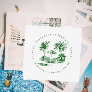 Tropical Palm Travel-blogger Logo   Custom Rubberstempel