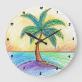 Tropical Palm Tree Beach Uitzicht Grote Klok (Voorkant)