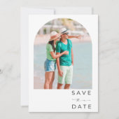 Tropical Palm Tree Beach Wedding Save The Date (Voorkant)