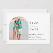Tropical Palm Tree Beach Wedding Save The Date (Achterkant)
