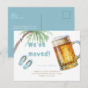 Tropical Palm Tree Beer Mok We hebben verhuisd Briefkaart