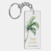 Tropical Palm Tree Christmas Holiday Keepsake Sleutelhanger (Voorkant Links)