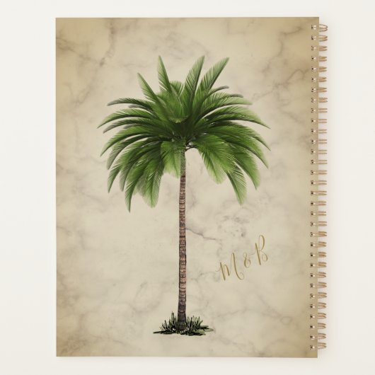 Tropical Palm Tree élégant Mariage d'or moderne (Dos)