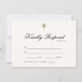 Tropical Palm Tree Elegant Minimalist Wedding RSVP (Voorkant)