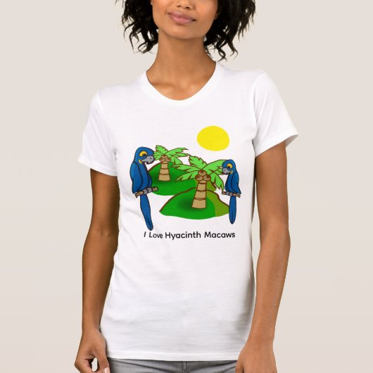 Tropical Palm Tree Hyacinth Macaw Art Tee Shirt (Voorkant)