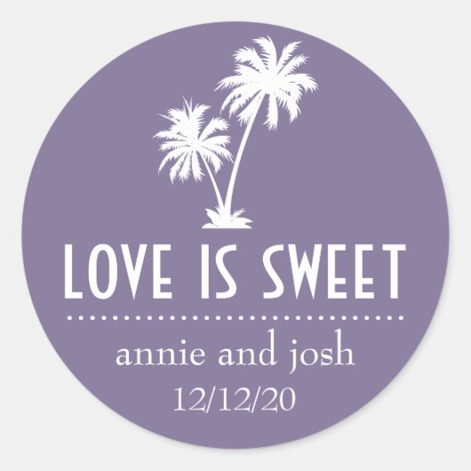 Tropical Palm Tree Love Is Sweet Étiquette (Eggpla (Devant)