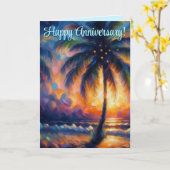 Tropical Palm Tree Personalized Anniversary Kaart (Gele Bloem)