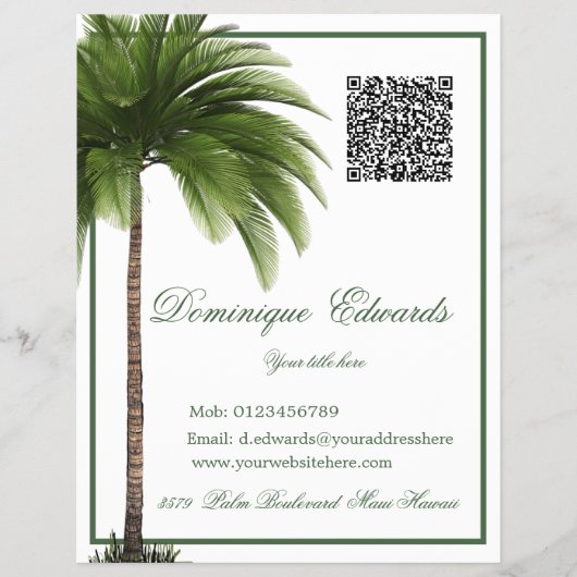 Tropical Palm Tree QR Code Stijlvol Flyer (Voorkant)