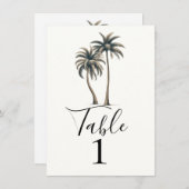 Tropical Palm Tree Rustic Mariage Numéro de table (Devant / Derrière)