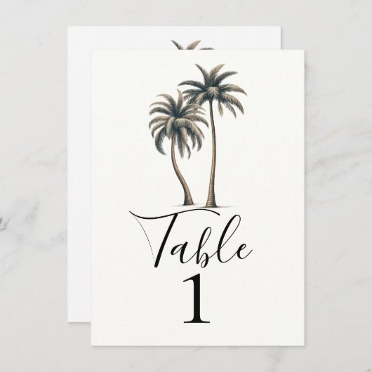 Tropical Palm Tree Rustic Mariage Numéro de table (Devant / Derrière)