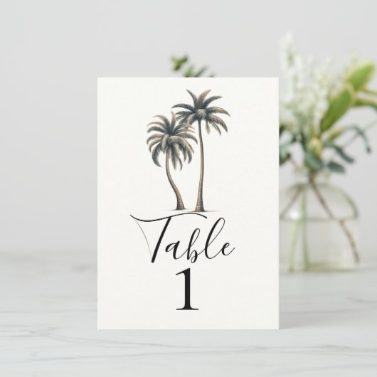 Tropical Palm Tree Rustic Mariage Numéro de table (Debout devant)