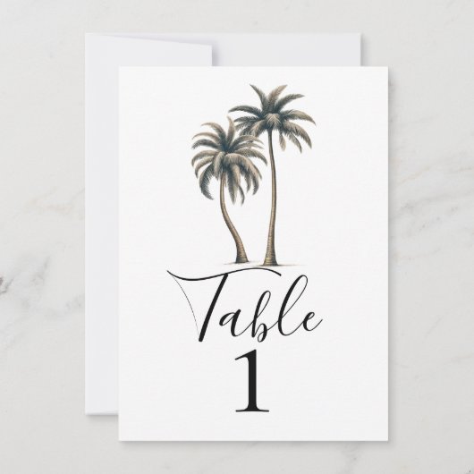 Tropical Palm Tree Rustic Mariage Numéro de table (Dos)
