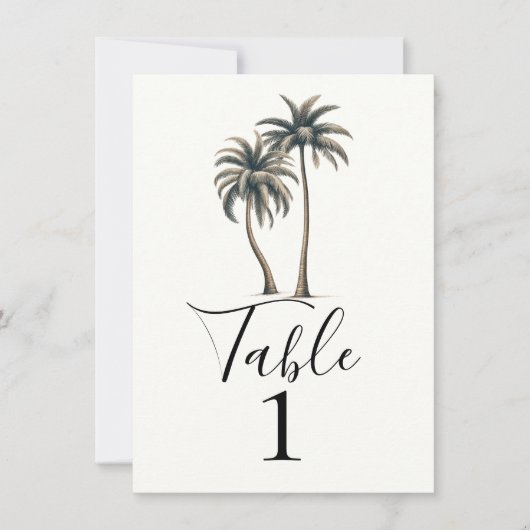 Tropical Palm Tree Rustic Mariage Numéro de table (Devant)