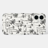 Tropical Palm Tree Toile Sketch Monogram Case-Mate iPhone Case (Achterkant (horizontaal))